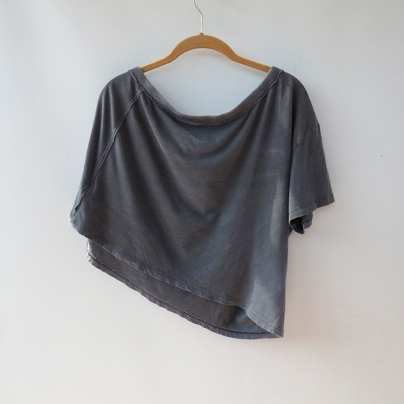 Free People We the Free Aubrey One Shoulder Graphite Gray T-Shirt - Picture 13 of 15